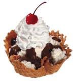 Hot Fudge Sundae in Waffle Bowl